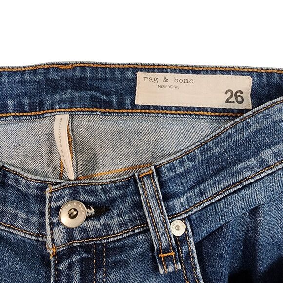 Rag & Bone Dre Low Rise Slim Boyfriend Jeans Womens Size 26 Raw Hem Blue Denim - Picture 3 of 8